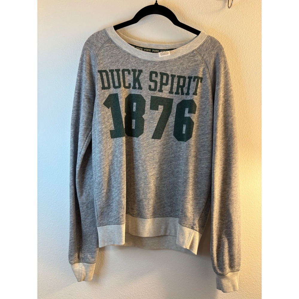 Victoria's Secret PINK Oregon Duck Spirit 1876 Sweatshirt Gray Green Medium